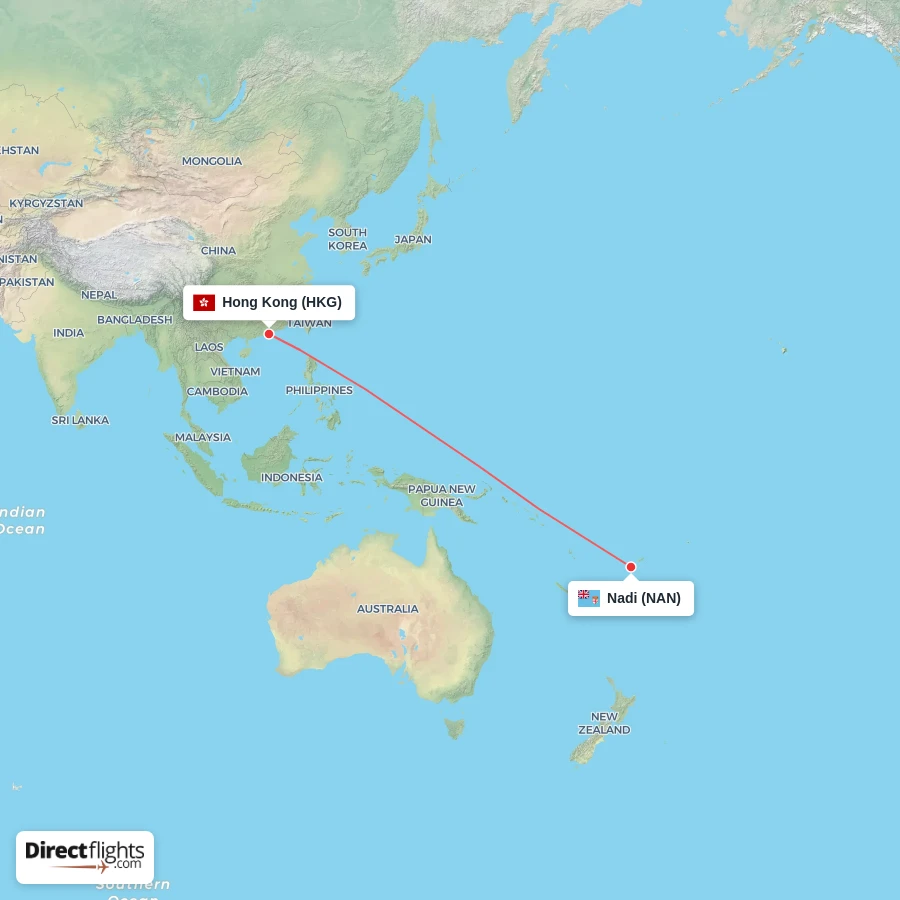 NAN - HKG route map