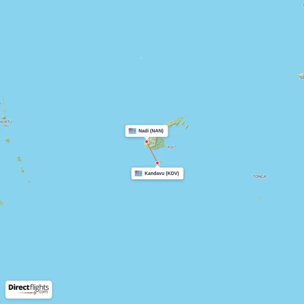 Nadi - Kandavu direct flight map
