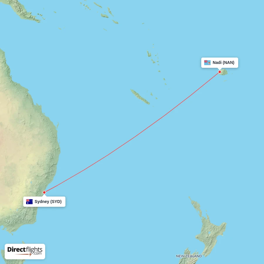 NAN - SYD route map