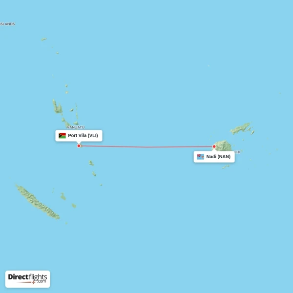 Nadi - Port Vila direct flight map