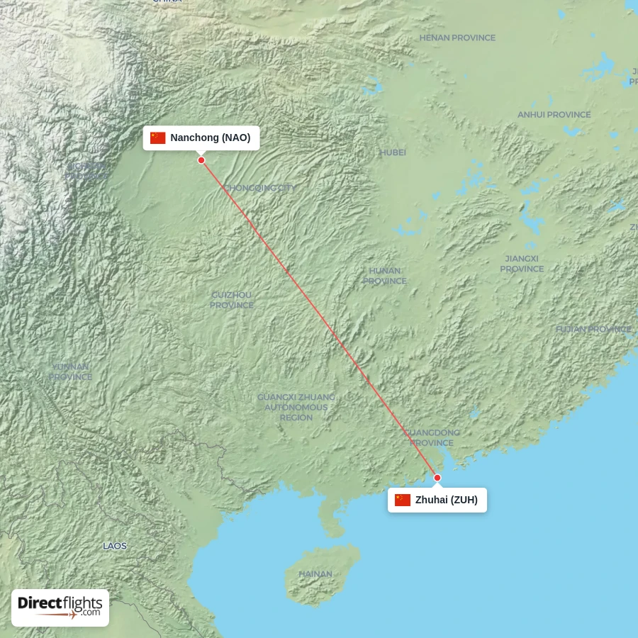 NAO - ZUH route map