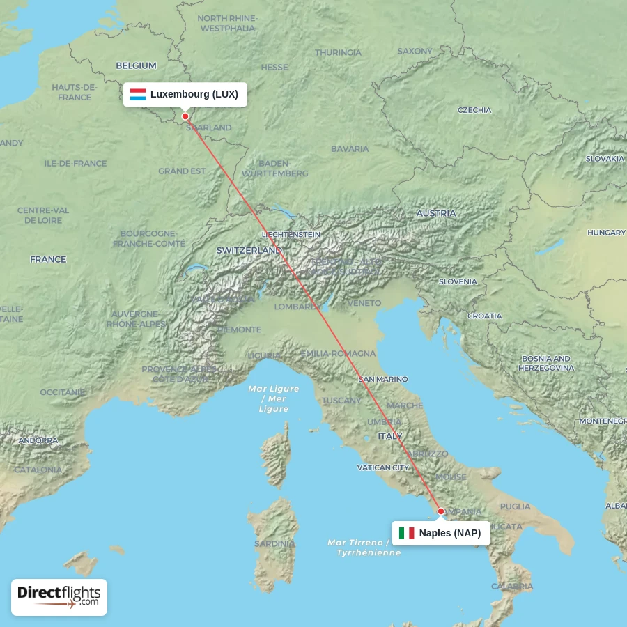 NAP - LUX route map