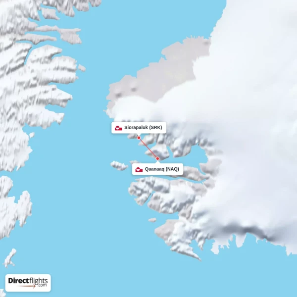Qaanaaq - Siorapaluk direct flight map