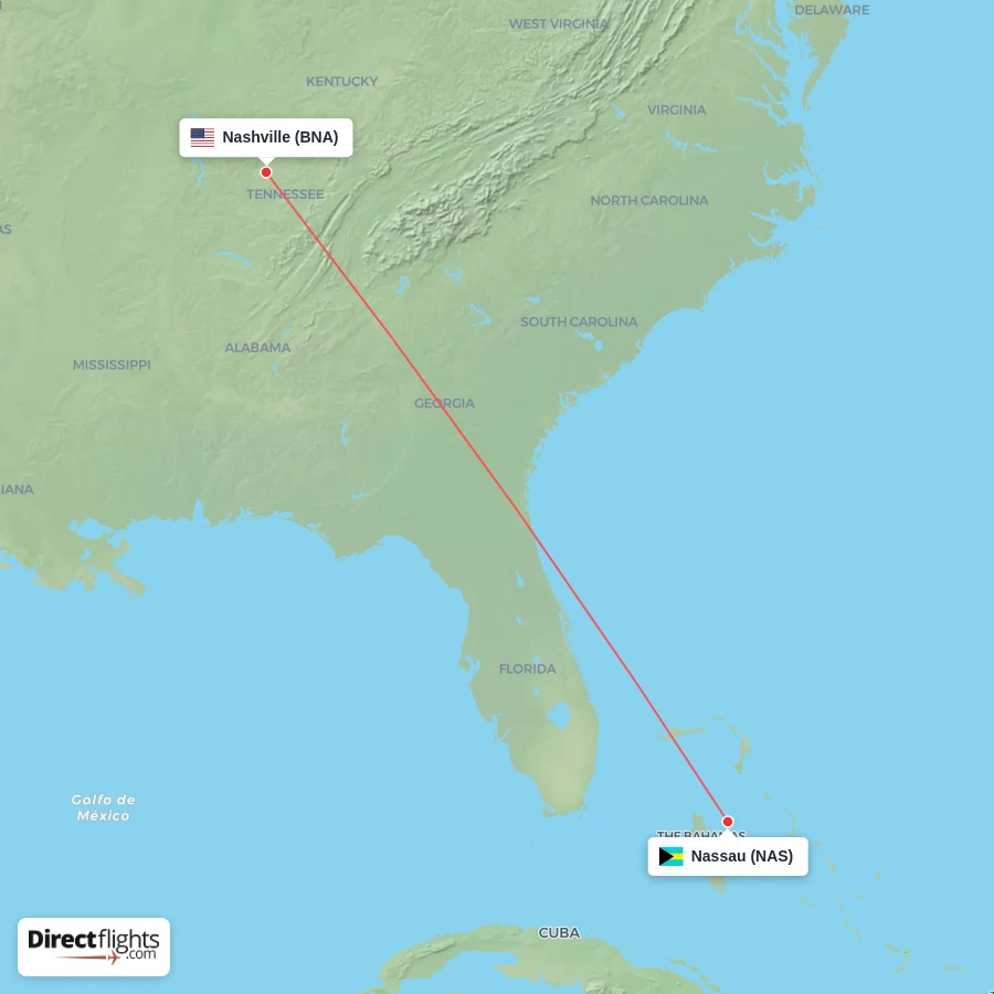 NAS - BNA route map