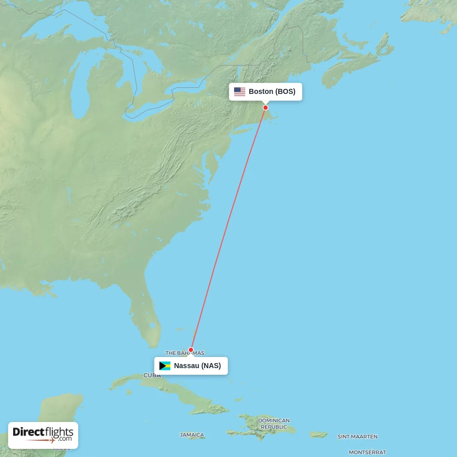 NAS - BOS route map