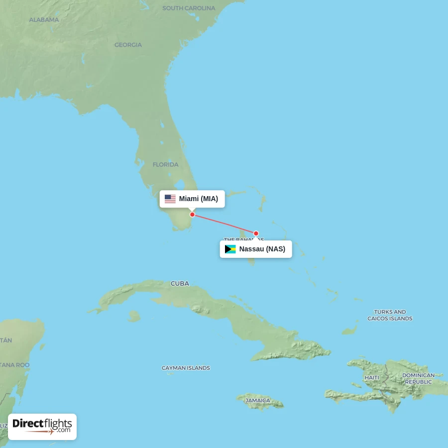 NAS - MIA route map