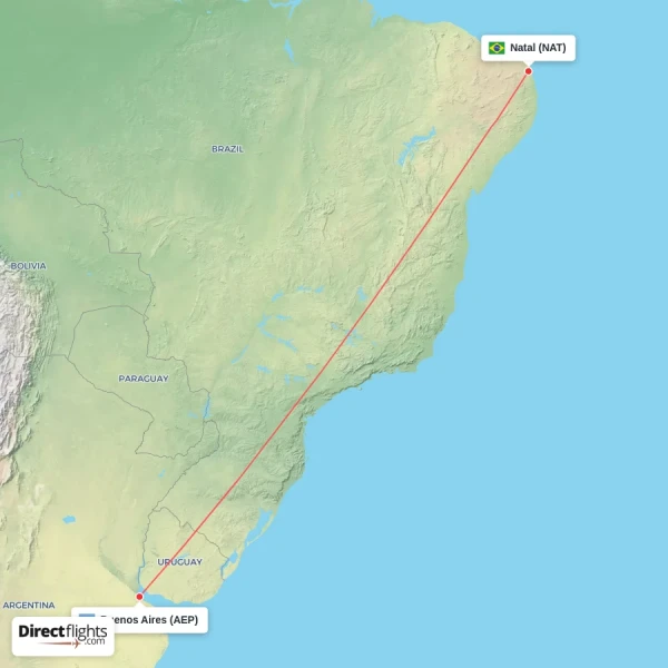 Natal - Buenos Aires direct flight map