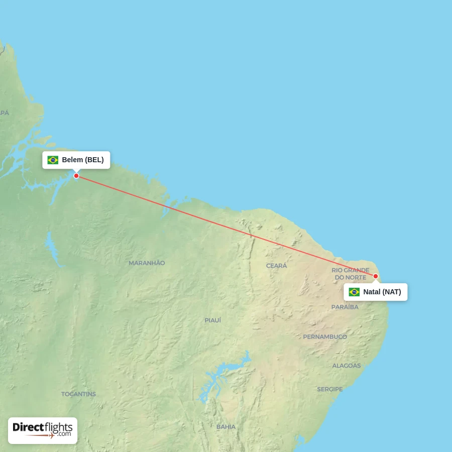 NAT - BEL route map