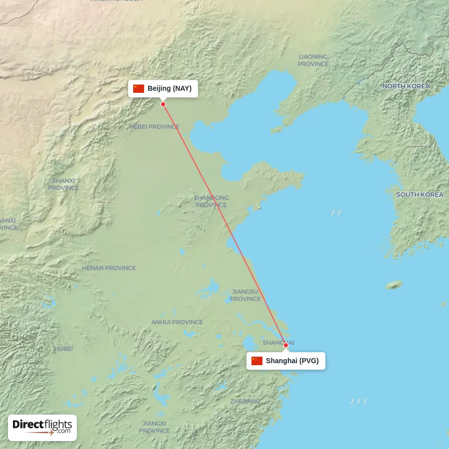 NAY - PVG route map