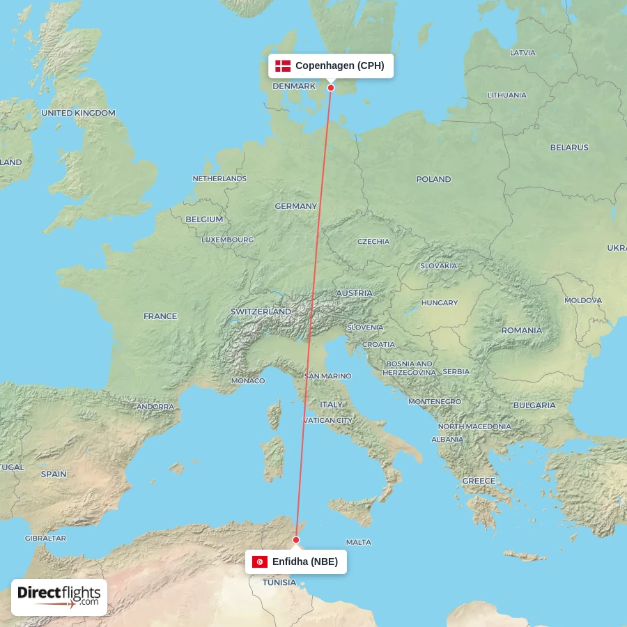 NBE - CPH route map
