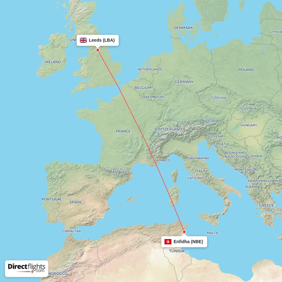 NBE - LBA route map