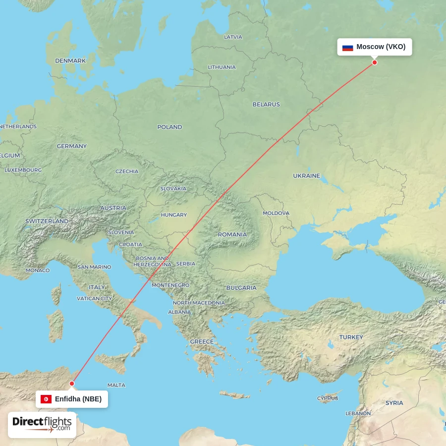 NBE - VKO route map