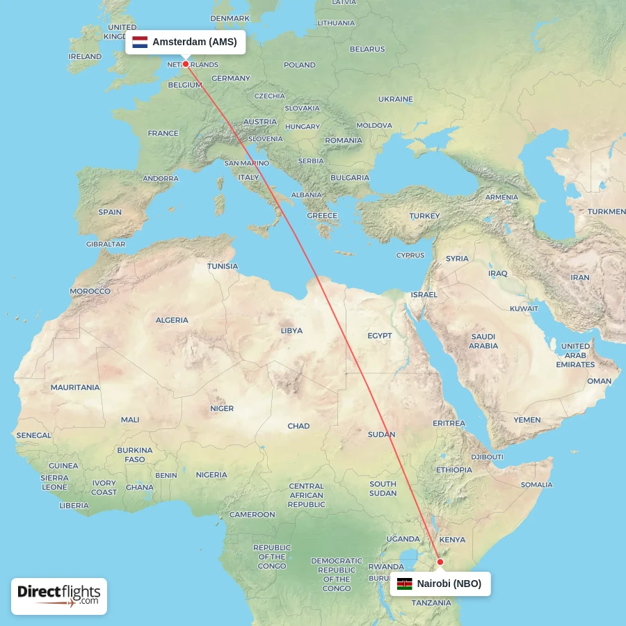 NBO - AMS route map