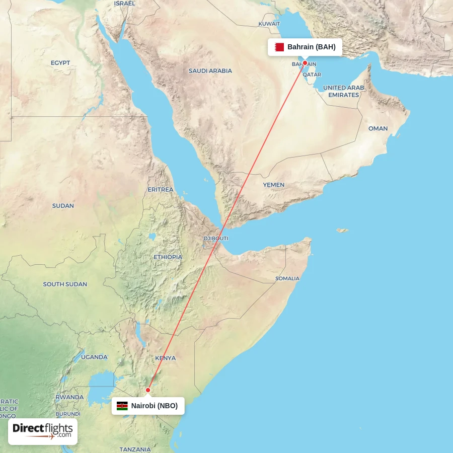 NBO - BAH route map