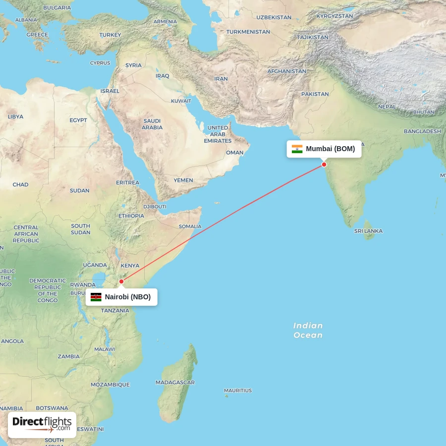 NBO - BOM route map