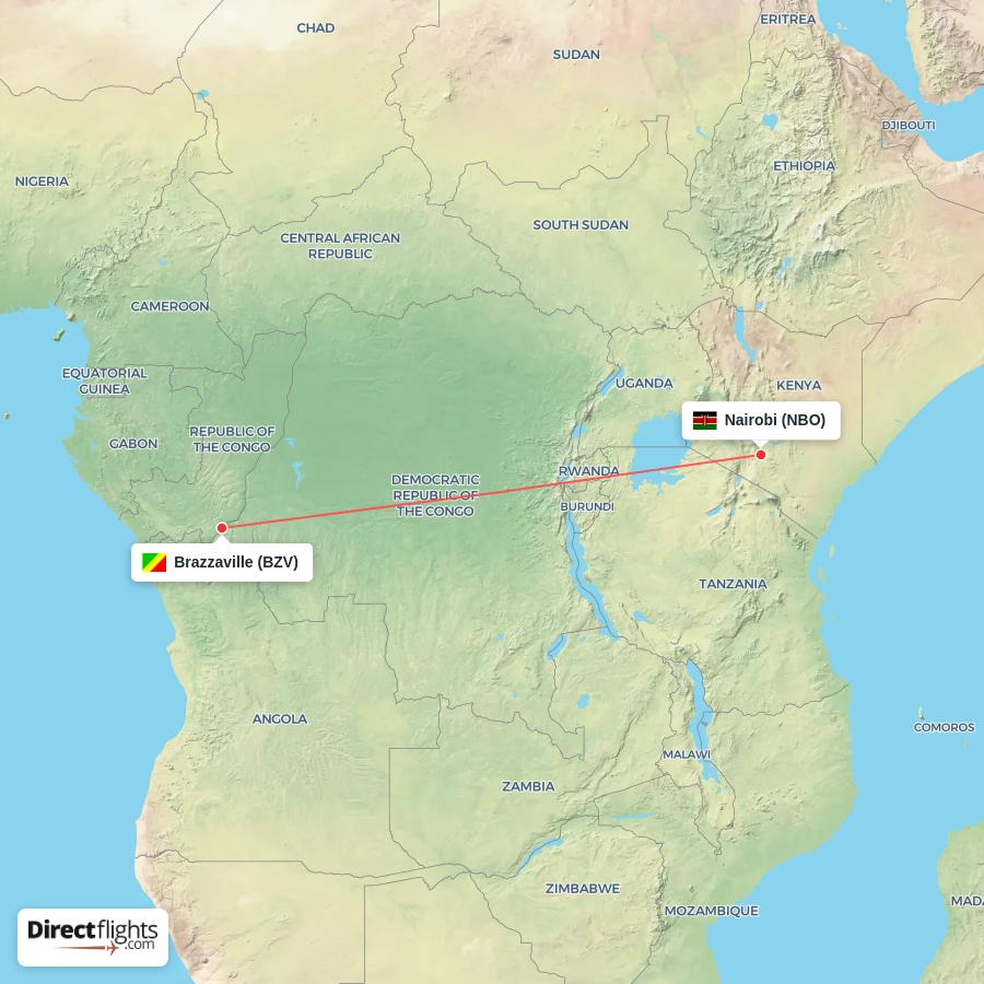 NBO - BZV route map