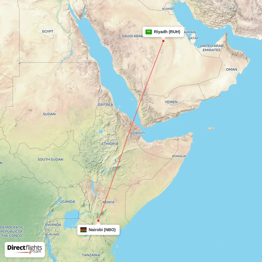 NBO - RUH route map