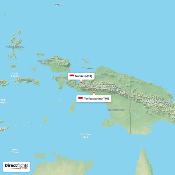 Nabire - Tembagapura direct flight map