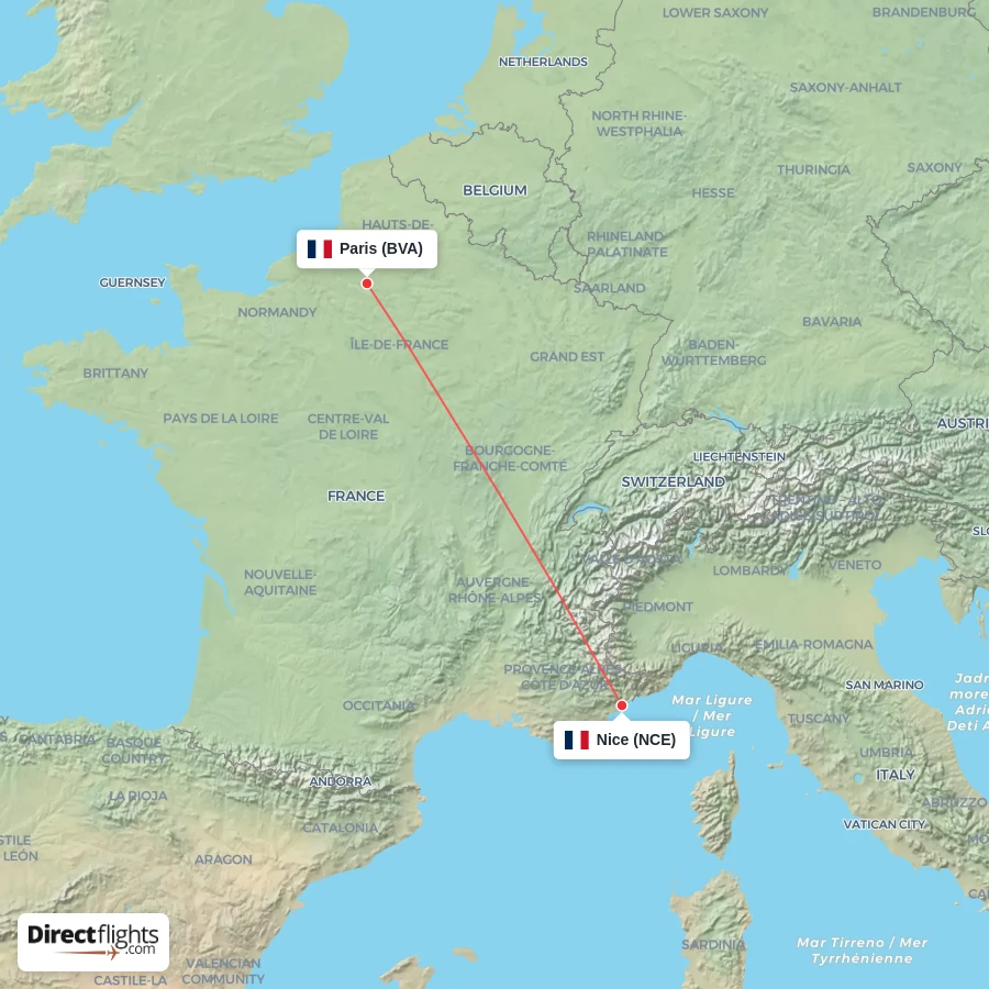 NCE - BVA route map