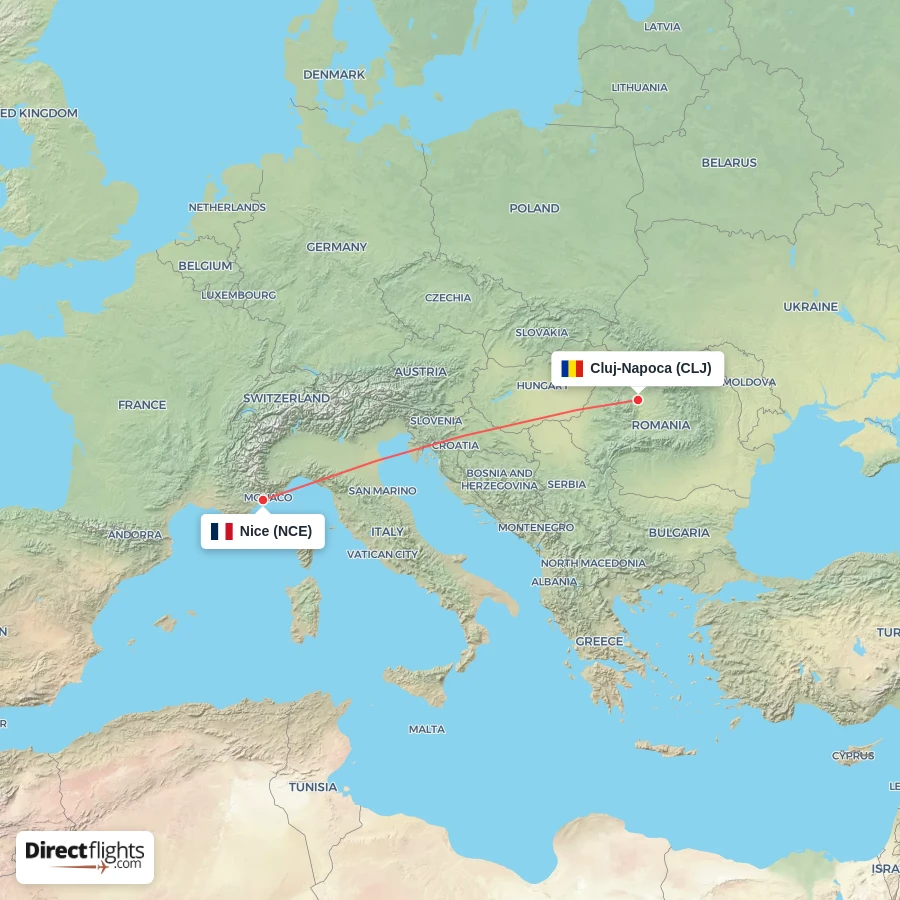 NCE - CLJ route map