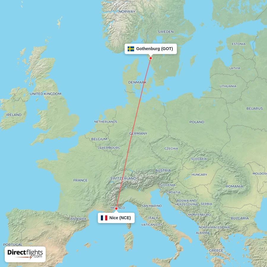 NCE - GOT route map