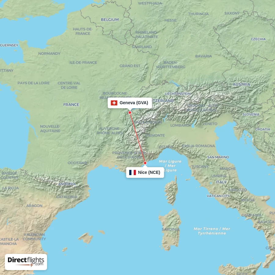 NCE - GVA route map