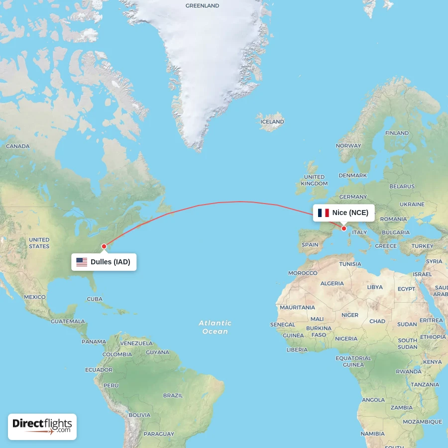 NCE - IAD route map