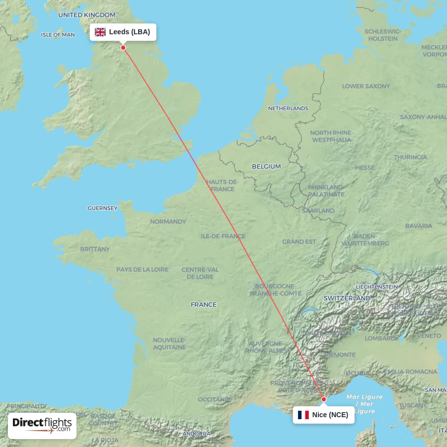 NCE - LBA route map