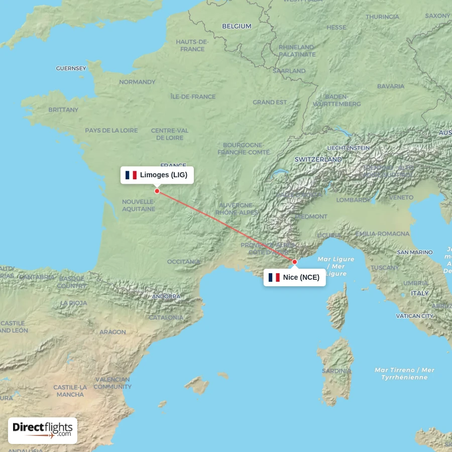 NCE - LIG route map