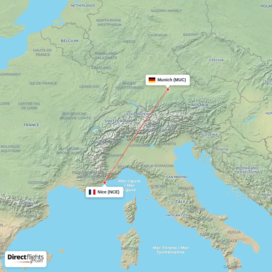 NCE - MUC route map