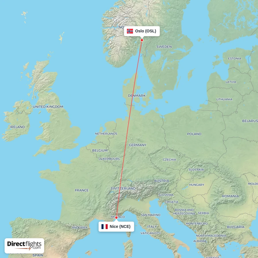 NCE - OSL route map