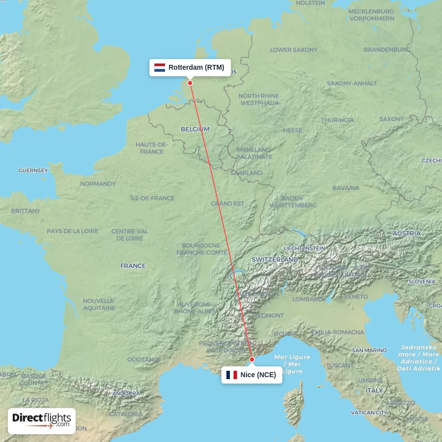 NCE - RTM route map