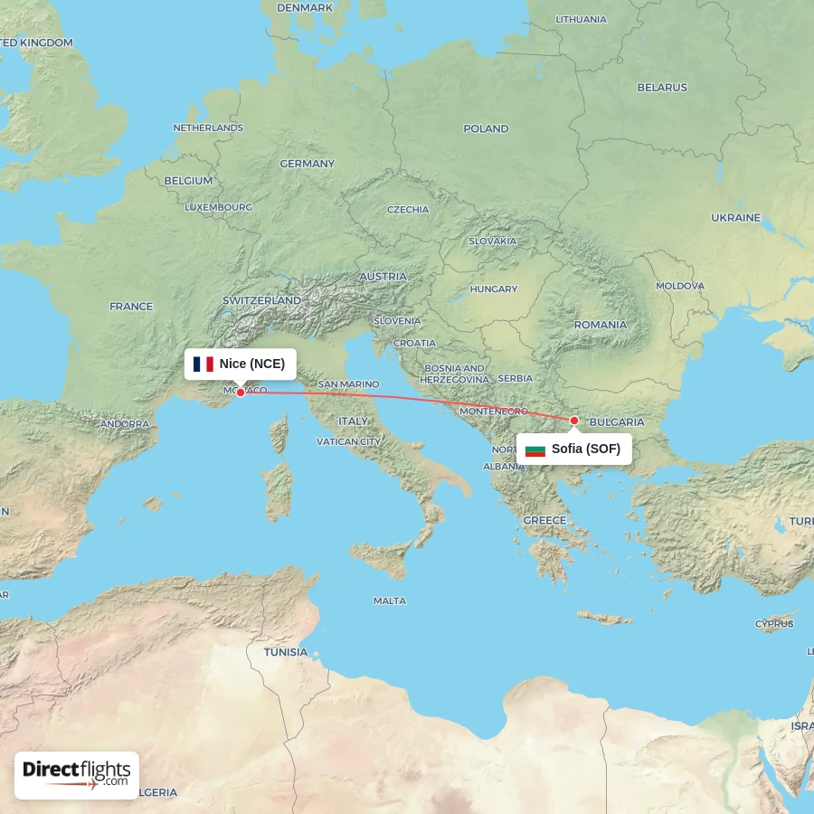 NCE - SOF route map