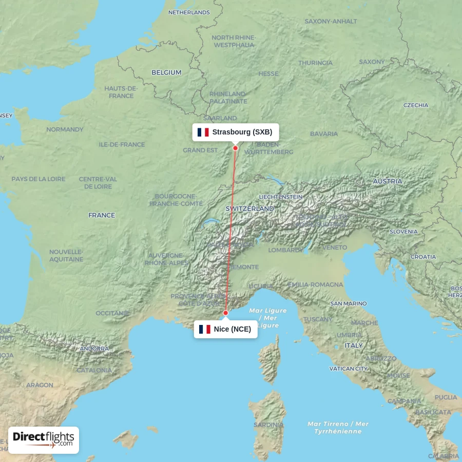 NCE - SXB route map