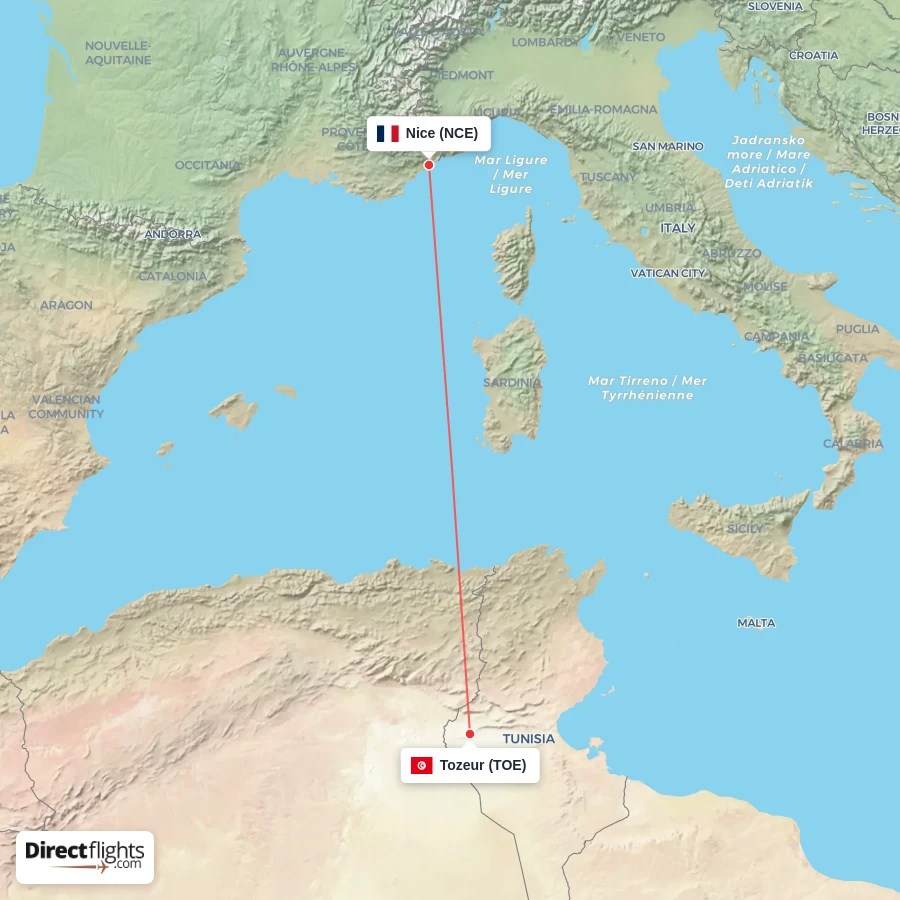 NCE - TOE route map