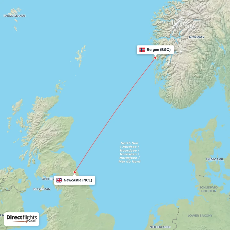 NCL - BGO route map