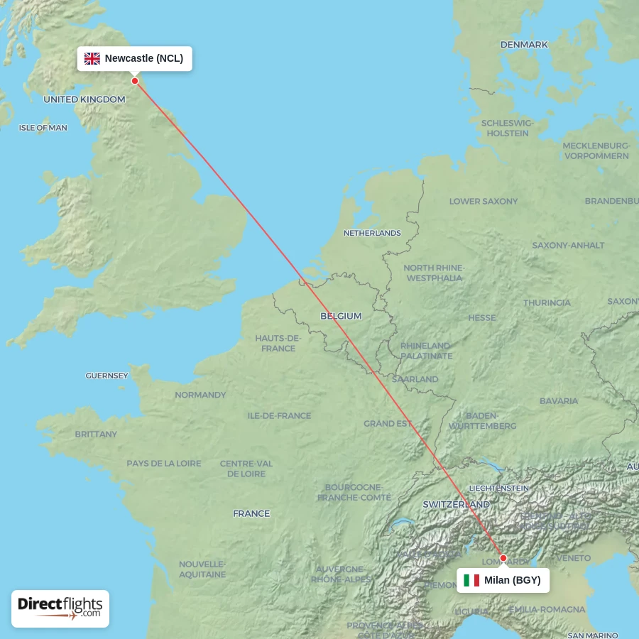 NCL - BGY route map