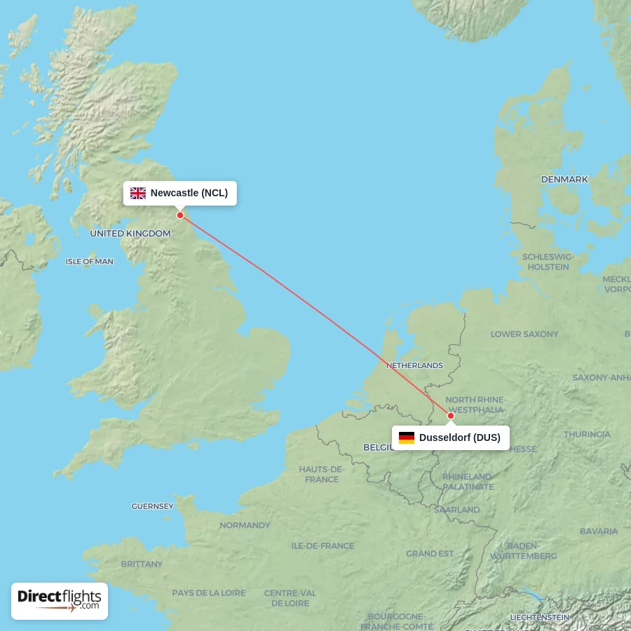 NCL - DUS route map