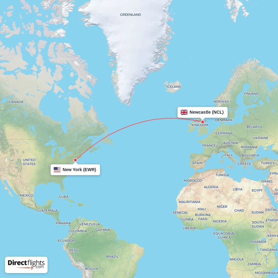 NCL - EWR route map