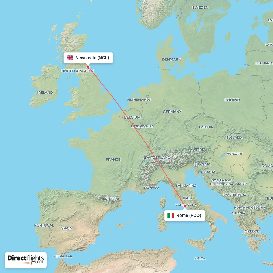 NCL - FCO route map