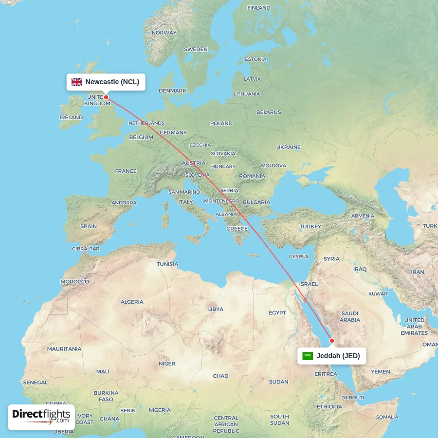 NCL - JED route map