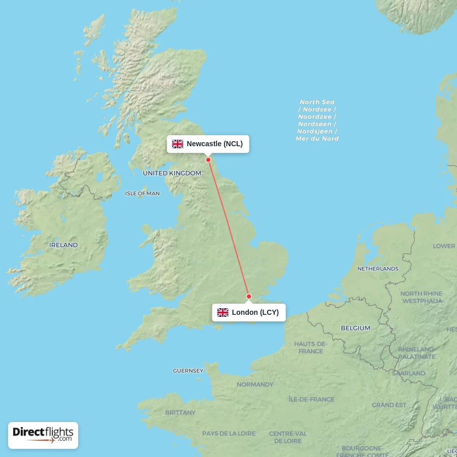 NCL - LCY route map