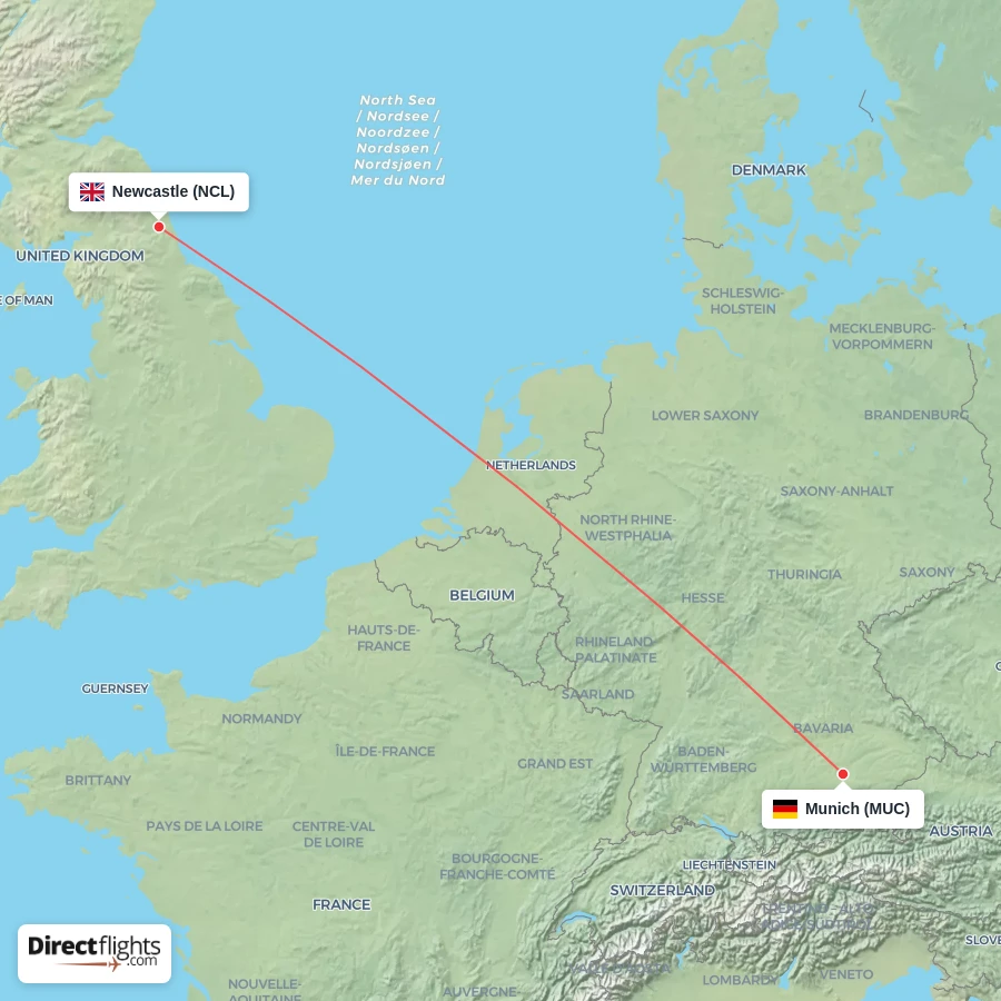 NCL - MUC route map