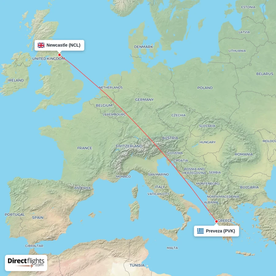 NCL - PVK route map