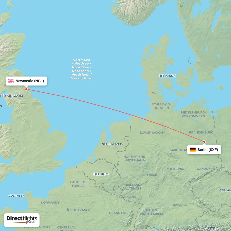 NCL - SXF route map