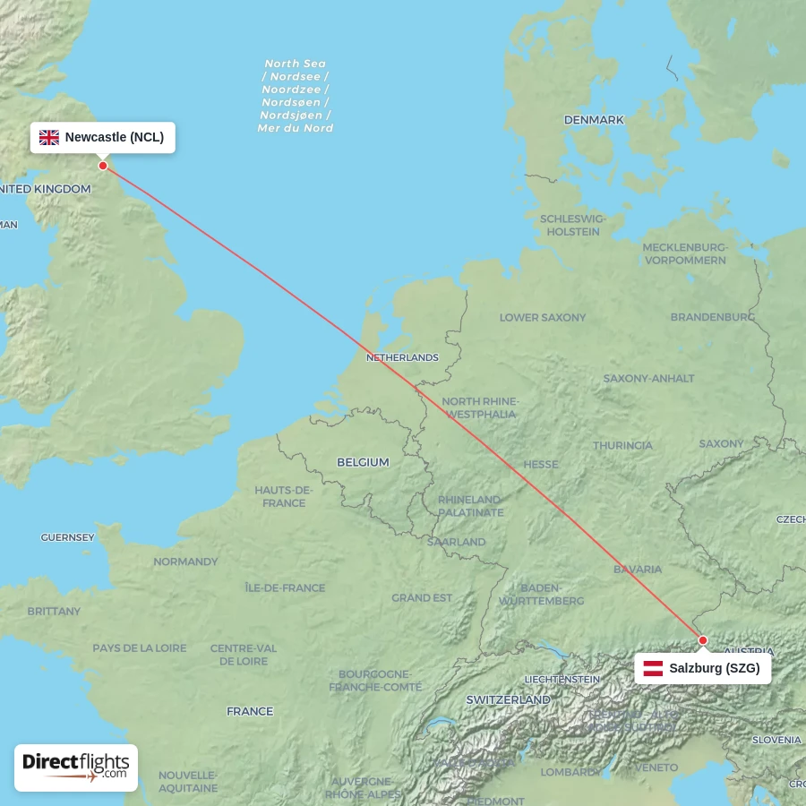 NCL - SZG route map