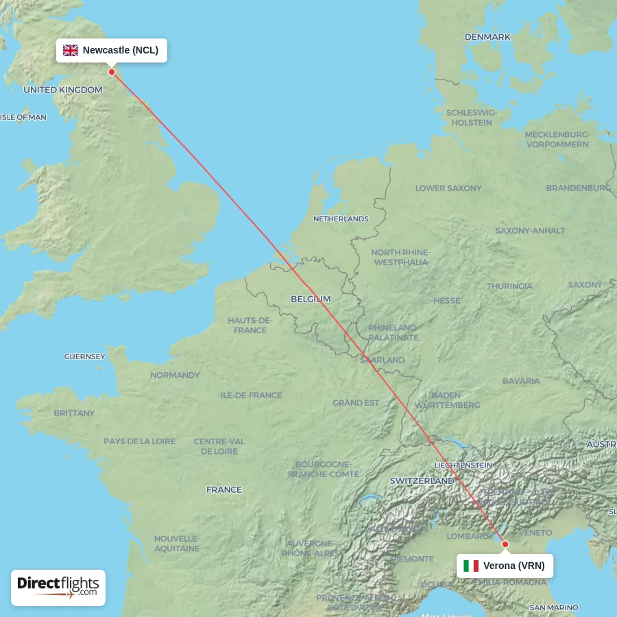 NCL - VRN route map