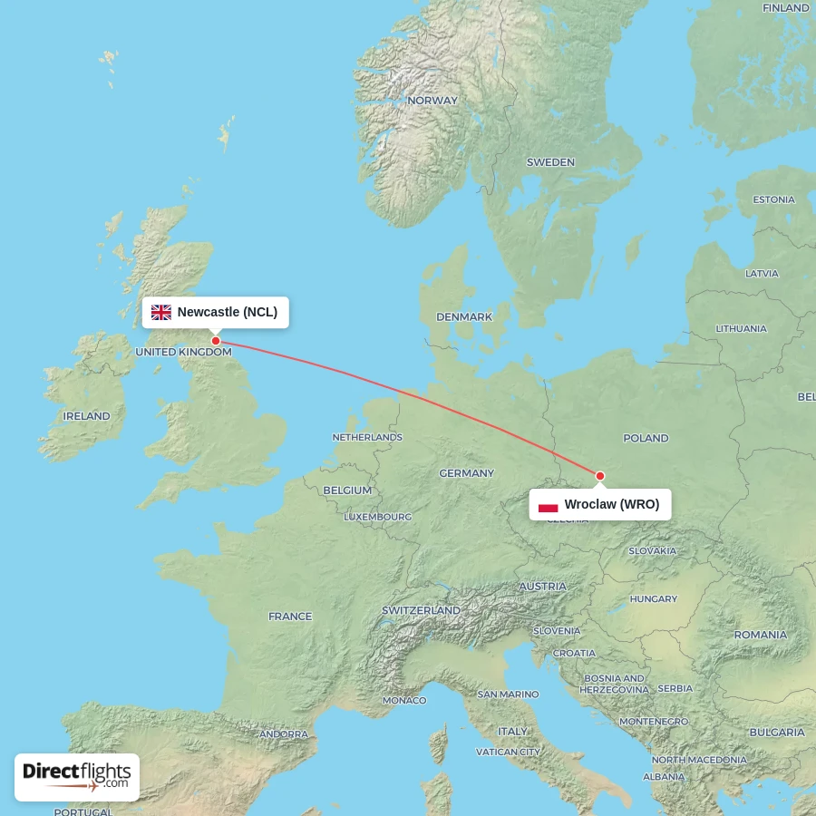 NCL - WRO route map