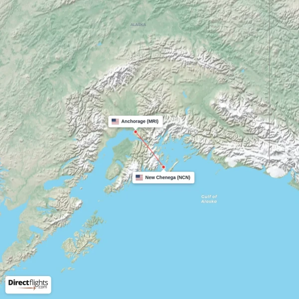New Chenega - Anchorage direct flight map