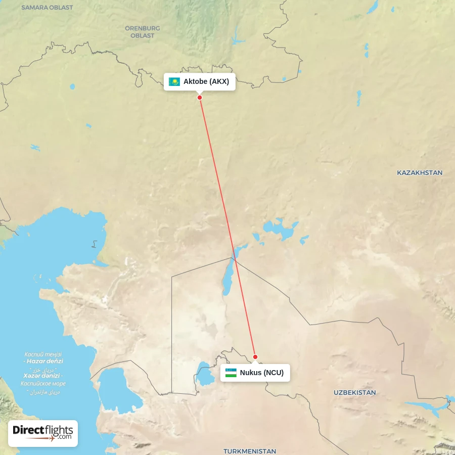 NCU - AKX route map